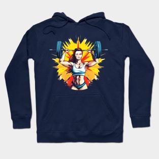 beautiful athlete woman lifting weights Hoodie